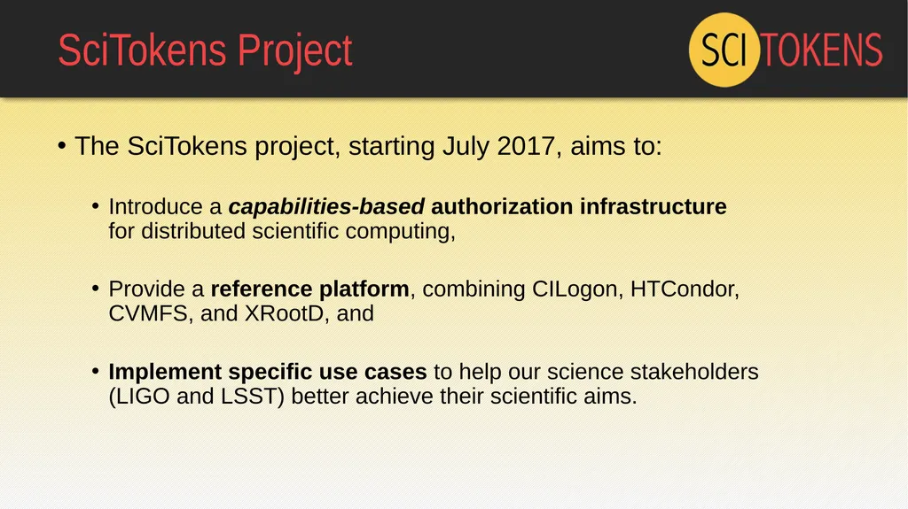 The SciTokens Authorization Model: JSON Web Tokens - slide 2 of 20
