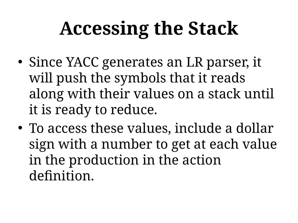 Structure of a YACC File Has the same three-part - slide 6 of 13