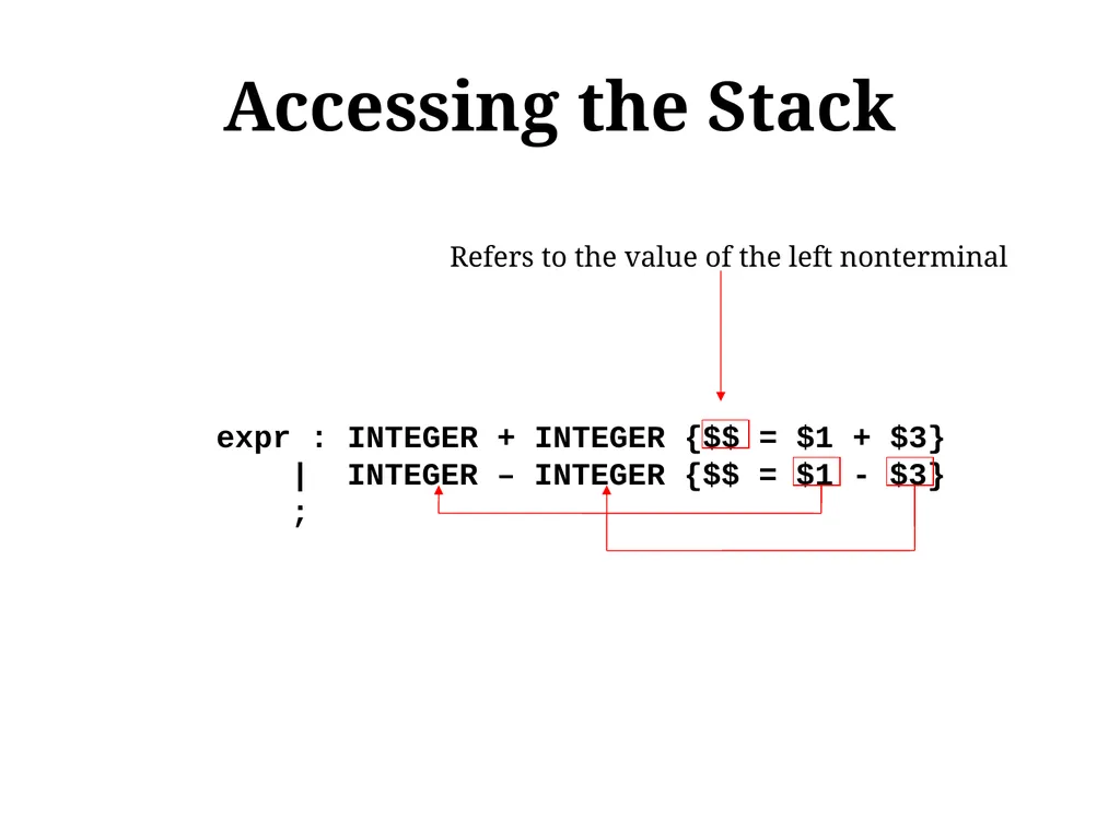 Structure of a YACC File Has the same three-part - slide 7 of 13