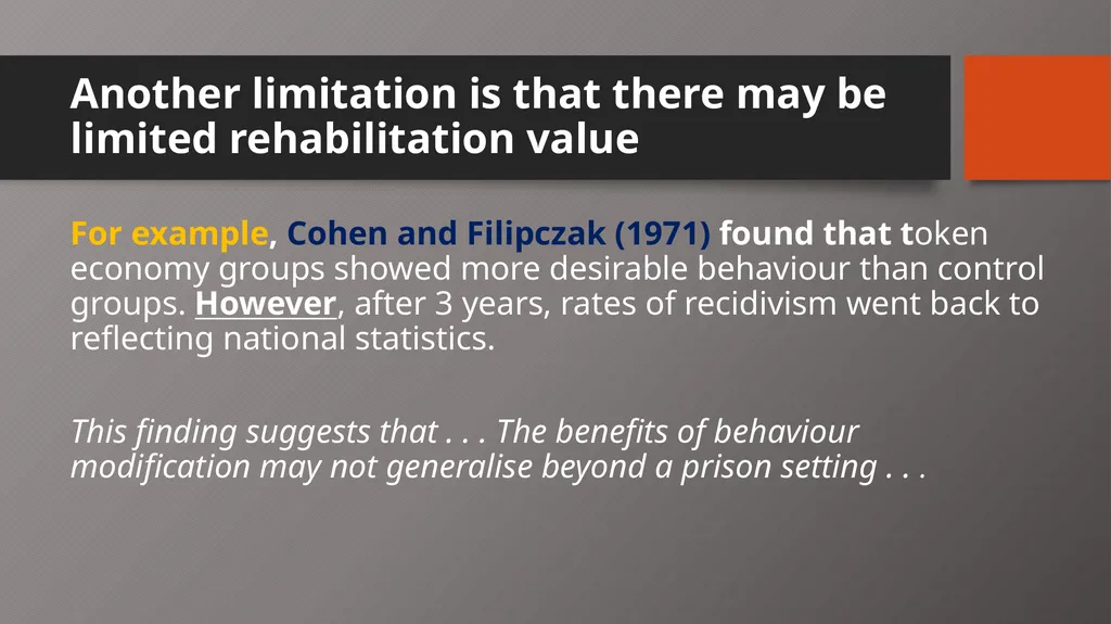 Behaviour Modification in Custody Aim: to describe - slide 12 of 19