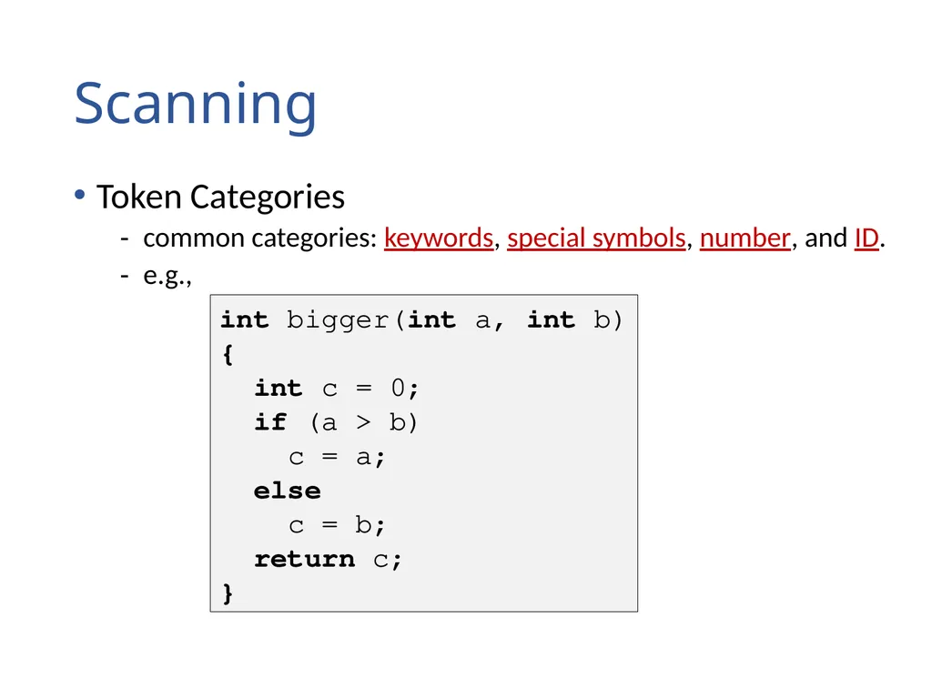 Lexical Analysis (Scanning) Chapter 2 Lexical - slide 3 of 45