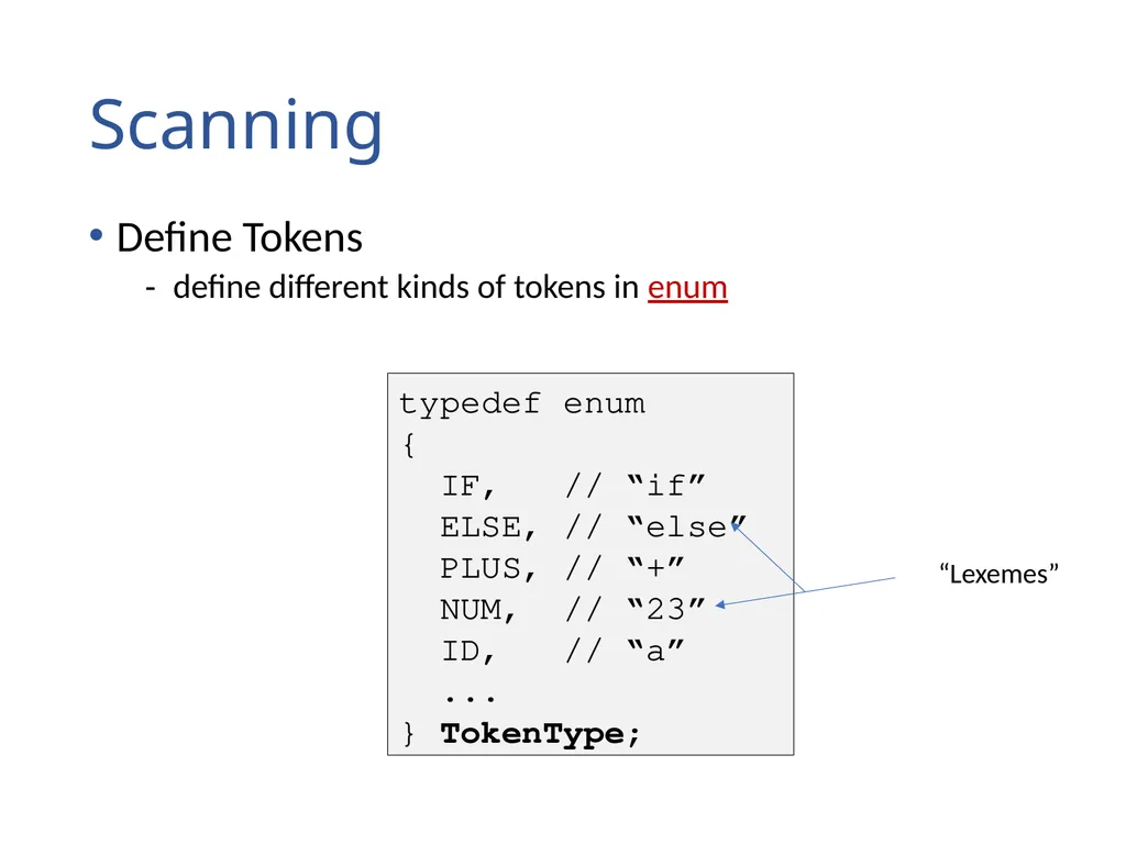 Lexical Analysis (Scanning) Chapter 2 Lexical - slide 4 of 45