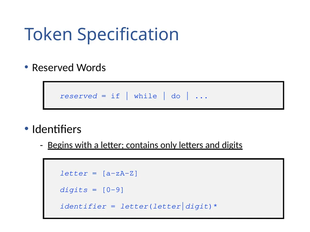 Lexical Analysis (Scanning) Chapter 2 Lexical - slide 17 of 45