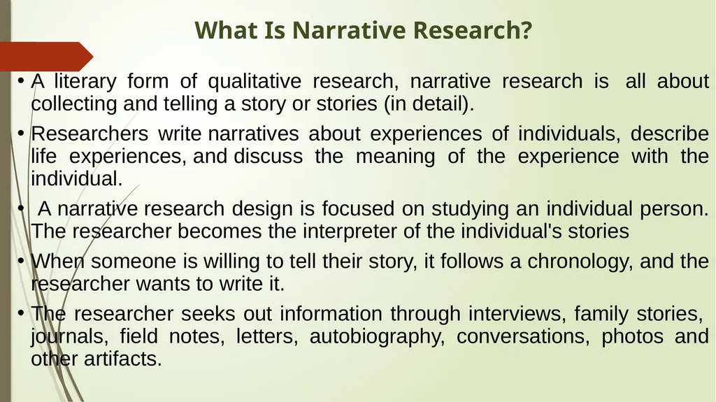 WELCOME Narrative research design Dr. GEETHA - slide 6 of 20