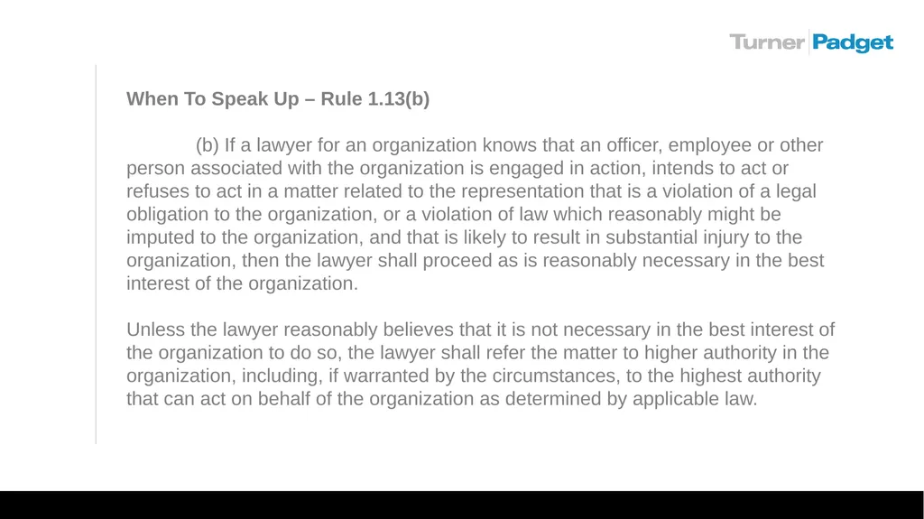 Ethics Issues For In-house Counsel: A Square Peg - slide 16 of 23