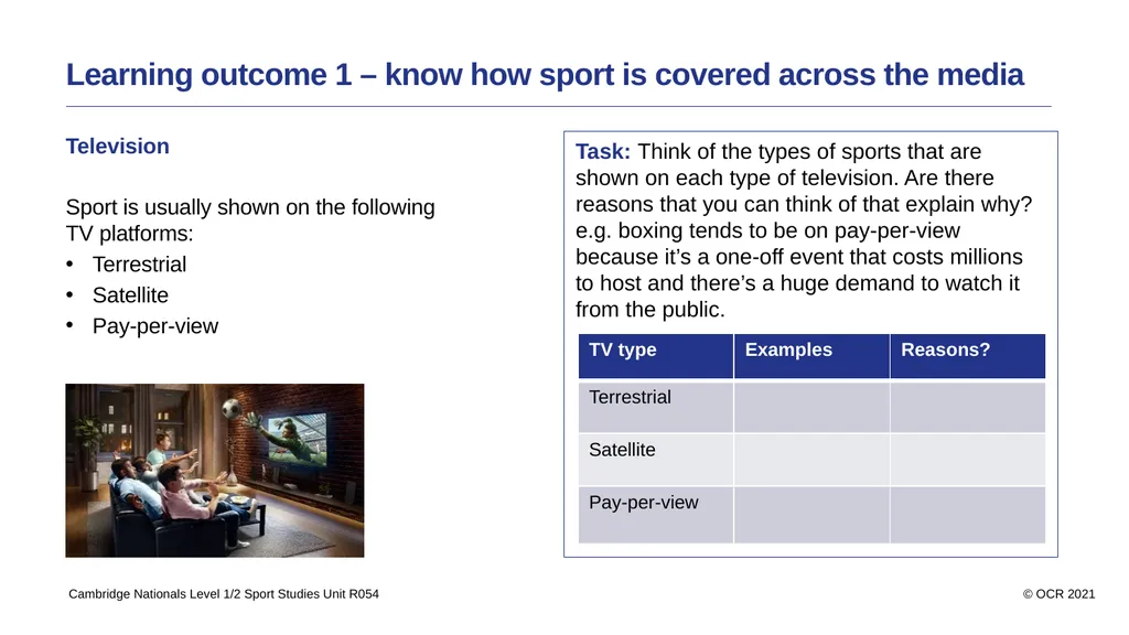 Contents Aims Learning outcome 1 – know how sport - slide 4 of 28