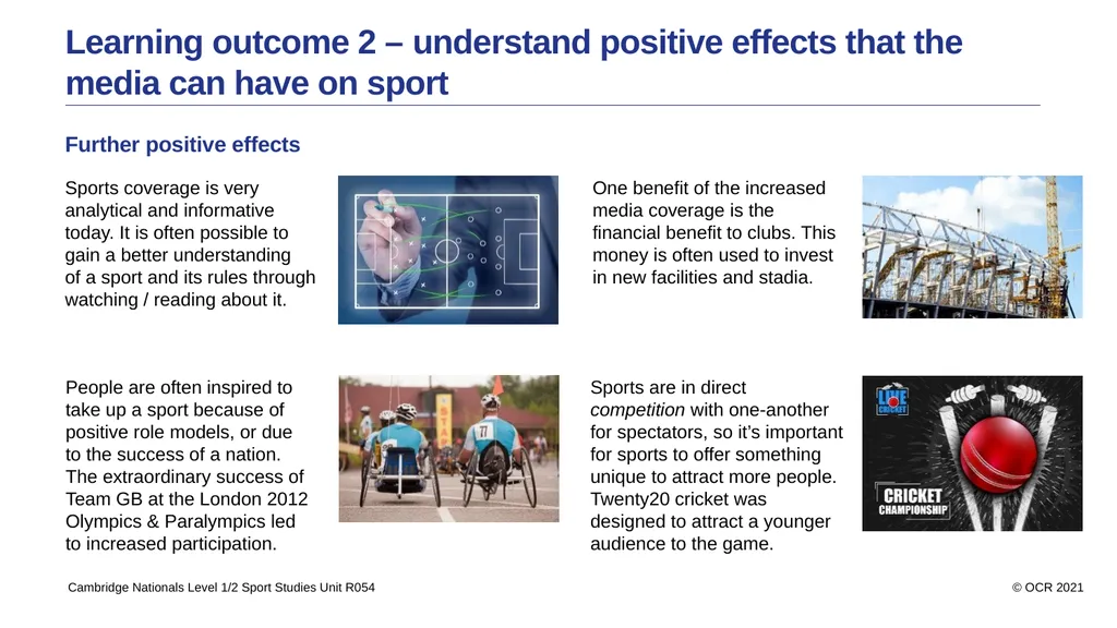 Contents Aims Learning outcome 1 – know how sport - slide 13 of 28