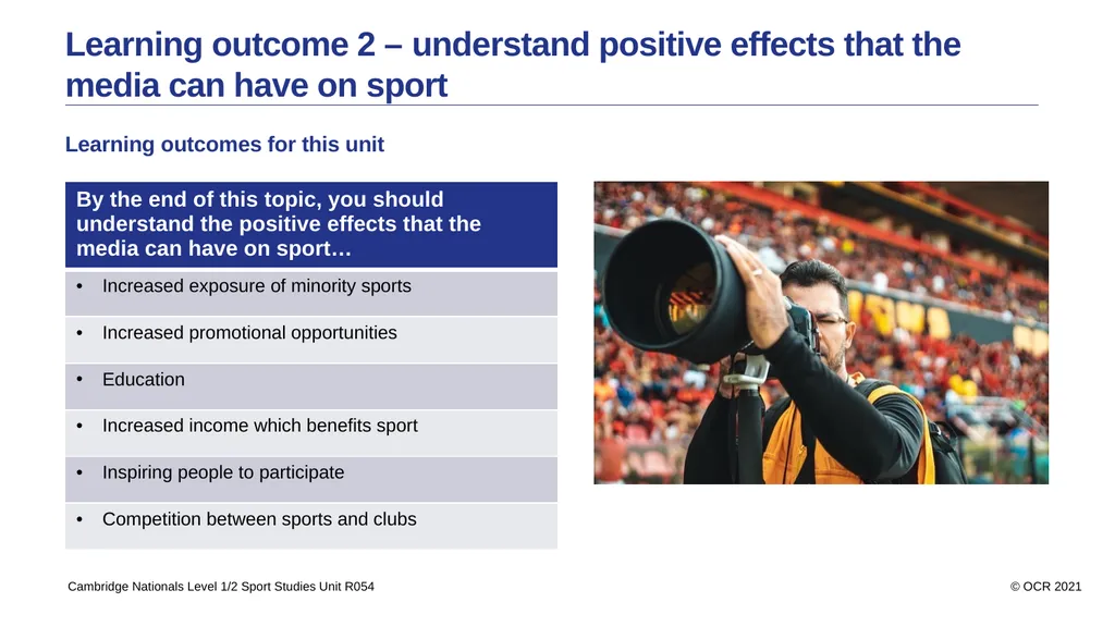 Contents Aims Learning outcome 1 – know how sport - slide 9 of 28