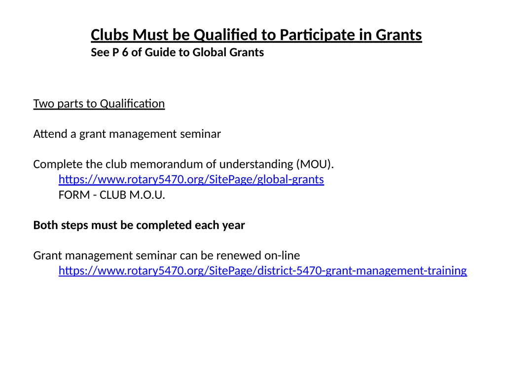 Global Grants Training District 5470 2022 Road map - slide 18 of 25