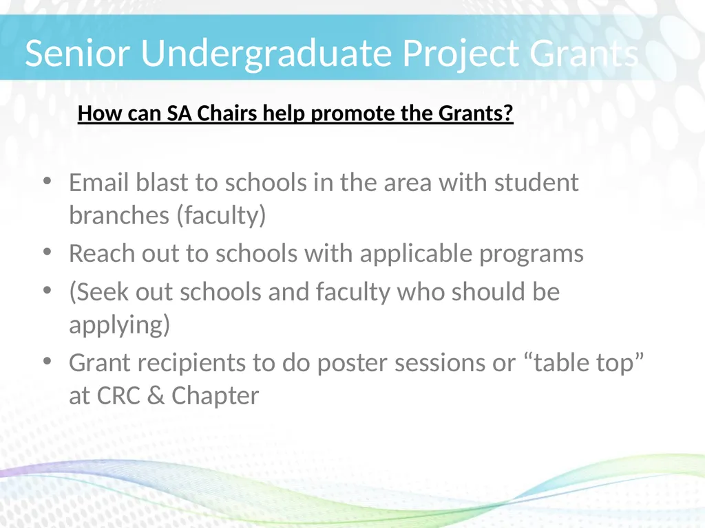 Student Activities CRC Workshop Undergraduate - slide 6 of 6