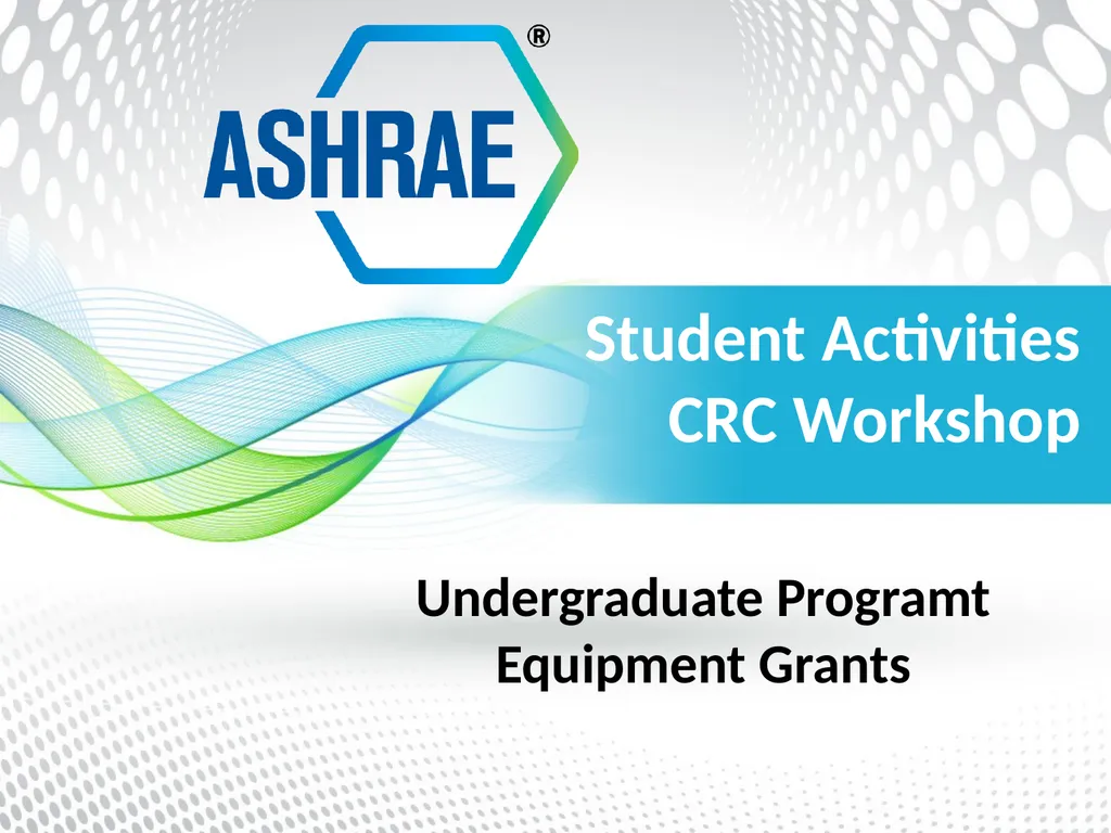 Student Activities CRC Workshop Undergraduate - slide 1 of 6