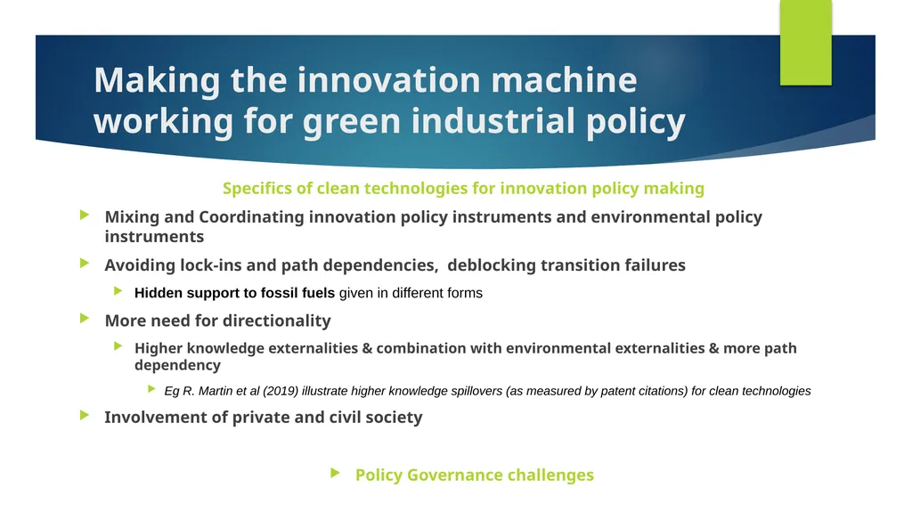 Green Industrial/Innovation Policy Making in - slide 5 of 13