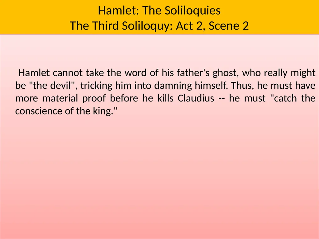 Hamlet: The Soliloquies The Third Soliloquy: Act - slide 9 of 10