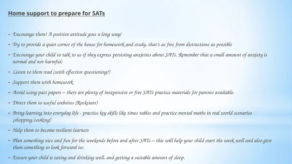 Welcome to our Y6 SATs Information Evening! 1) - slide 24 of 25