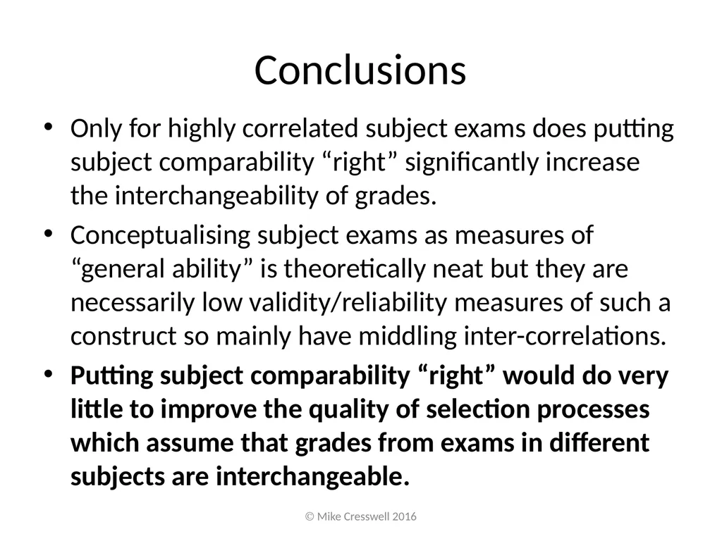 Putting subject comparability “right” is not - slide 13 of 13