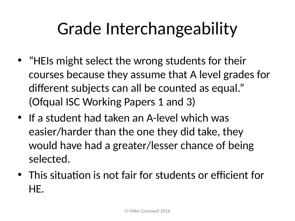Putting subject comparability “right” is not - slide 2 of 13