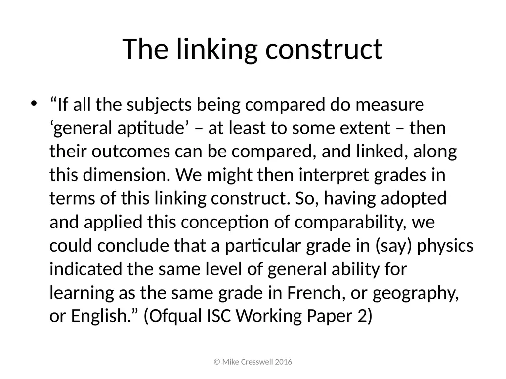 Putting subject comparability “right” is not - slide 3 of 13