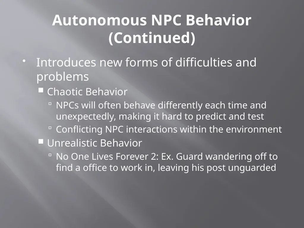 NPC Behavior Jonathan Ziegler AI Game Programming - slide 13 of 37