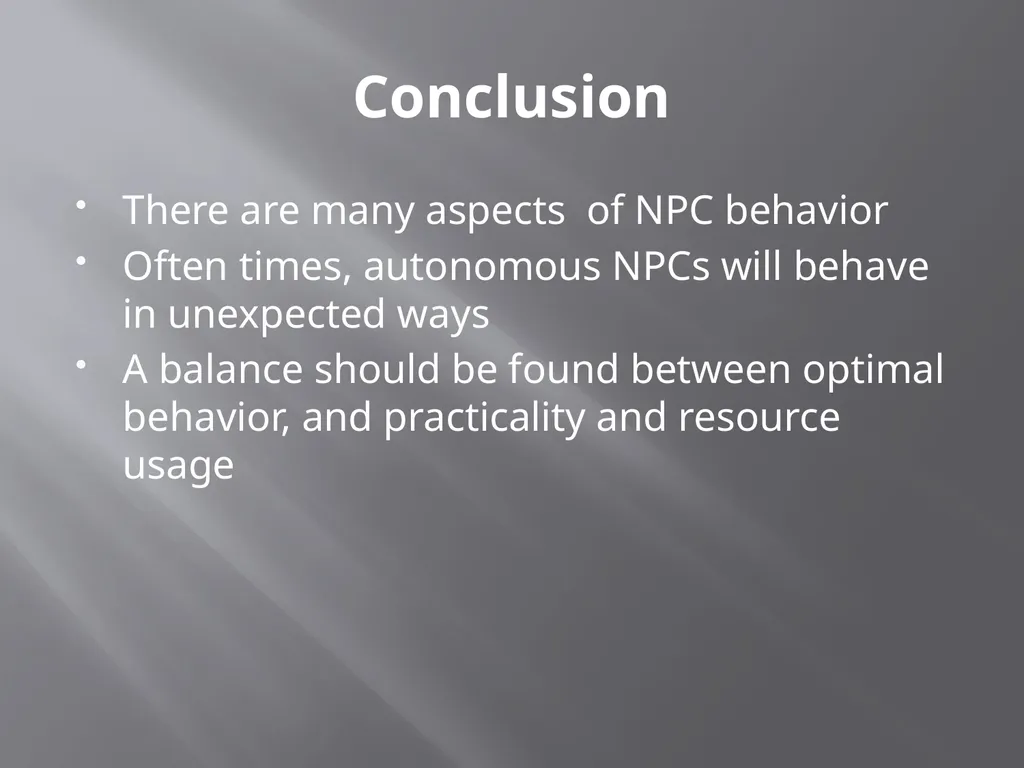 NPC Behavior Jonathan Ziegler AI Game Programming - slide 37 of 37