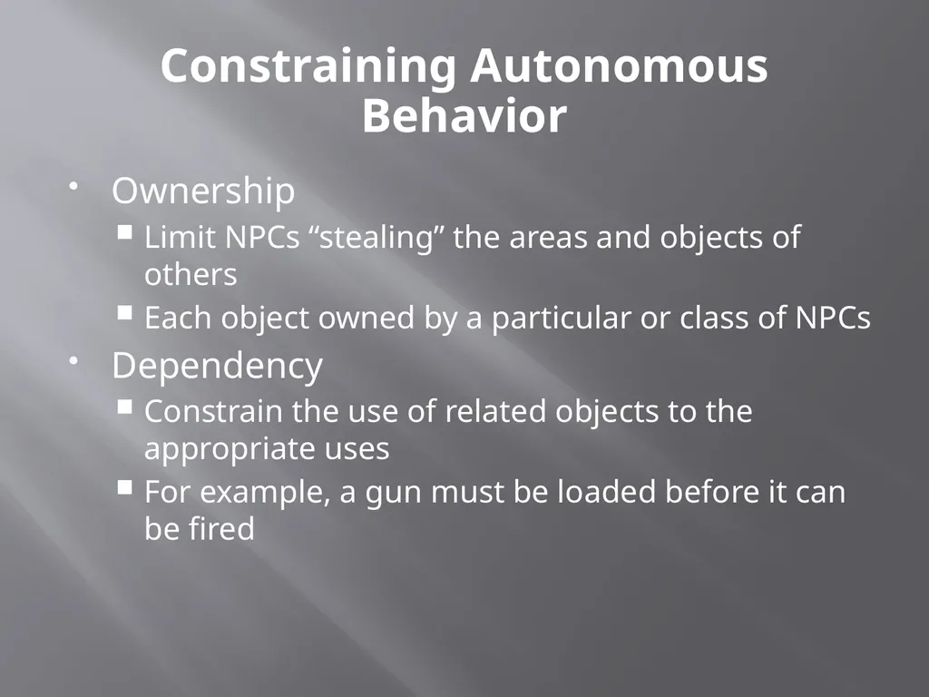 NPC Behavior Jonathan Ziegler AI Game Programming - slide 21 of 37