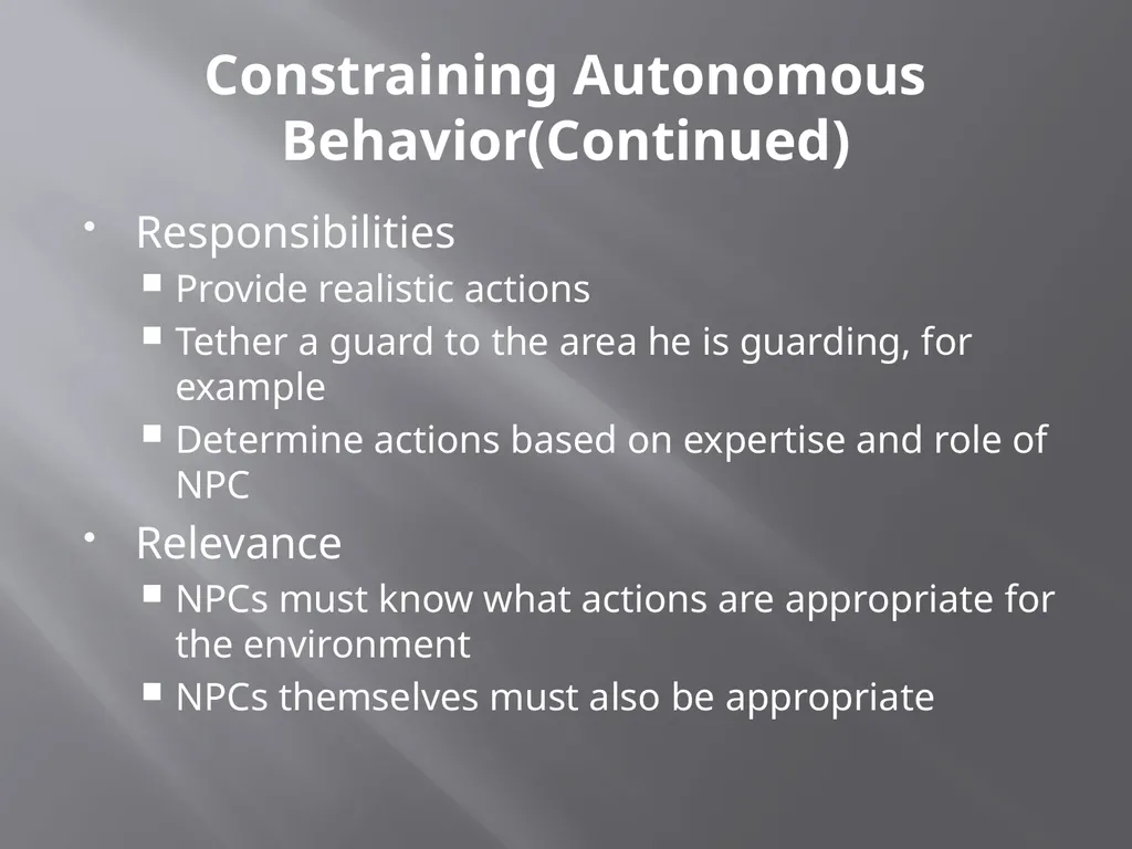 NPC Behavior Jonathan Ziegler AI Game Programming - slide 22 of 37