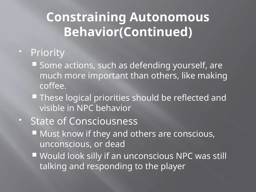 NPC Behavior Jonathan Ziegler AI Game Programming - slide 23 of 37