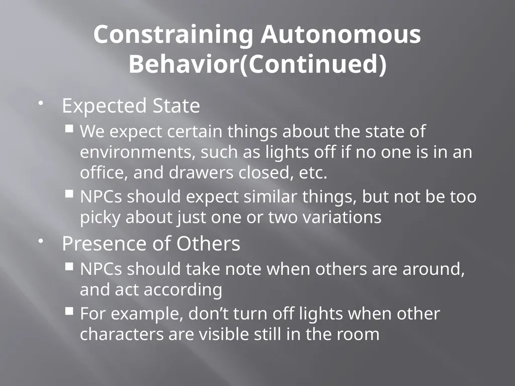 NPC Behavior Jonathan Ziegler AI Game Programming - slide 24 of 37