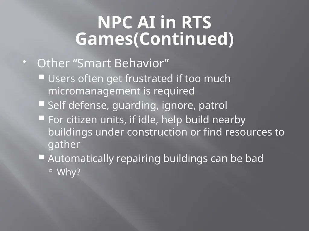 NPC Behavior Jonathan Ziegler AI Game Programming - slide 9 of 37
