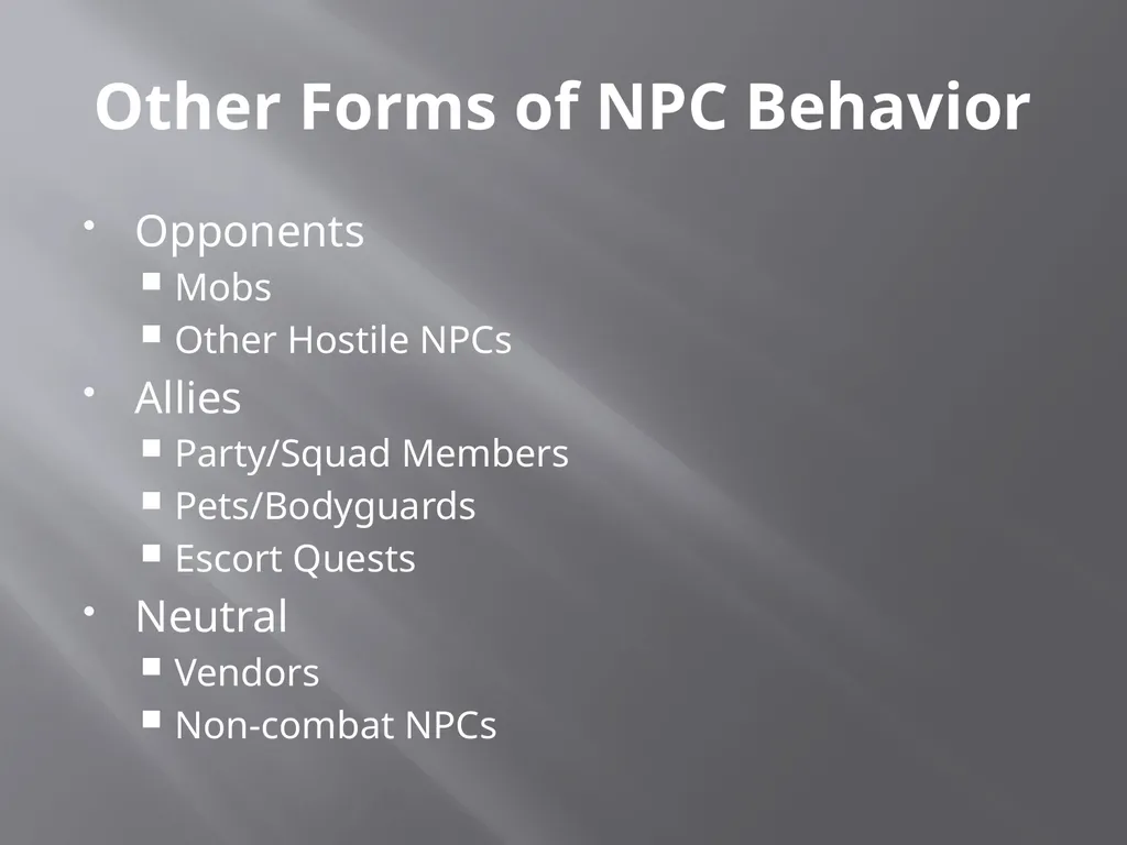 NPC Behavior Jonathan Ziegler AI Game Programming - slide 10 of 37