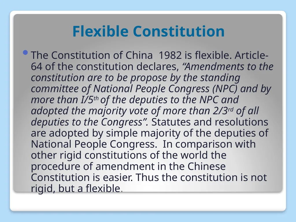 CONSTITUTION OF CHINA FEATURES Ms. Ushus Mol E U - slide 4 of 13
