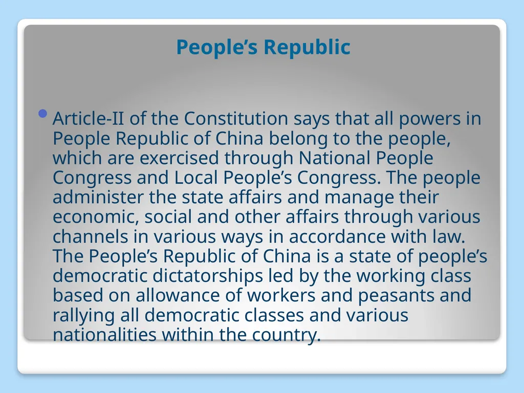 CONSTITUTION OF CHINA FEATURES Ms. Ushus Mol E U - slide 6 of 13