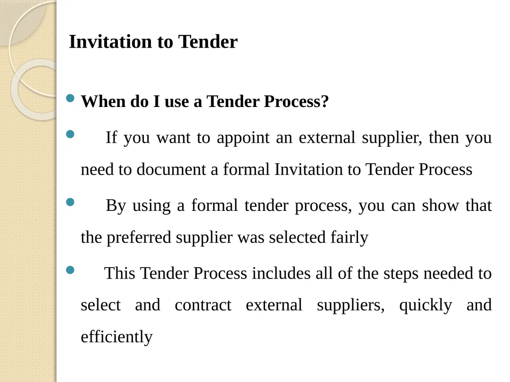 Module 2 TENDER AND ITS PROCESS Subject Name: - slide 15 of 25