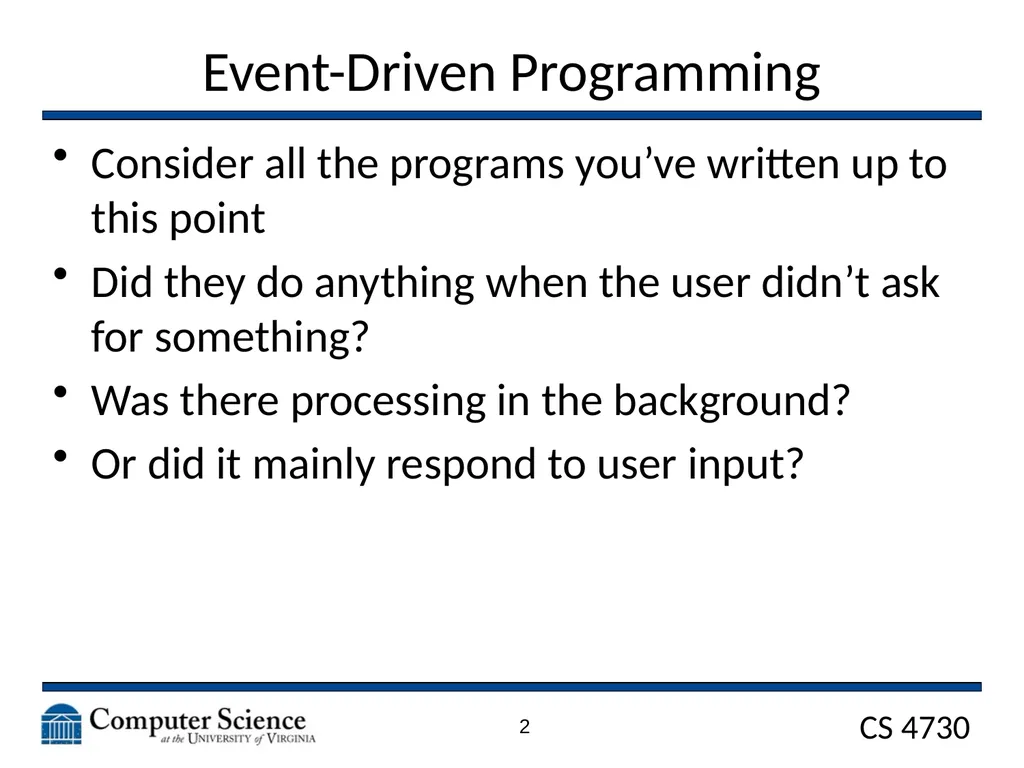Game Architecture CS 4730 – Computer Game Design - slide 2 of 27