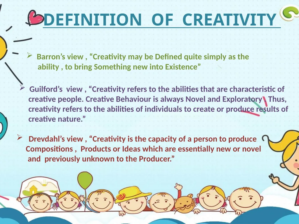 CREATIVE CHILDREN INTRODUCTION OF CREATIVITY - slide 5 of 18