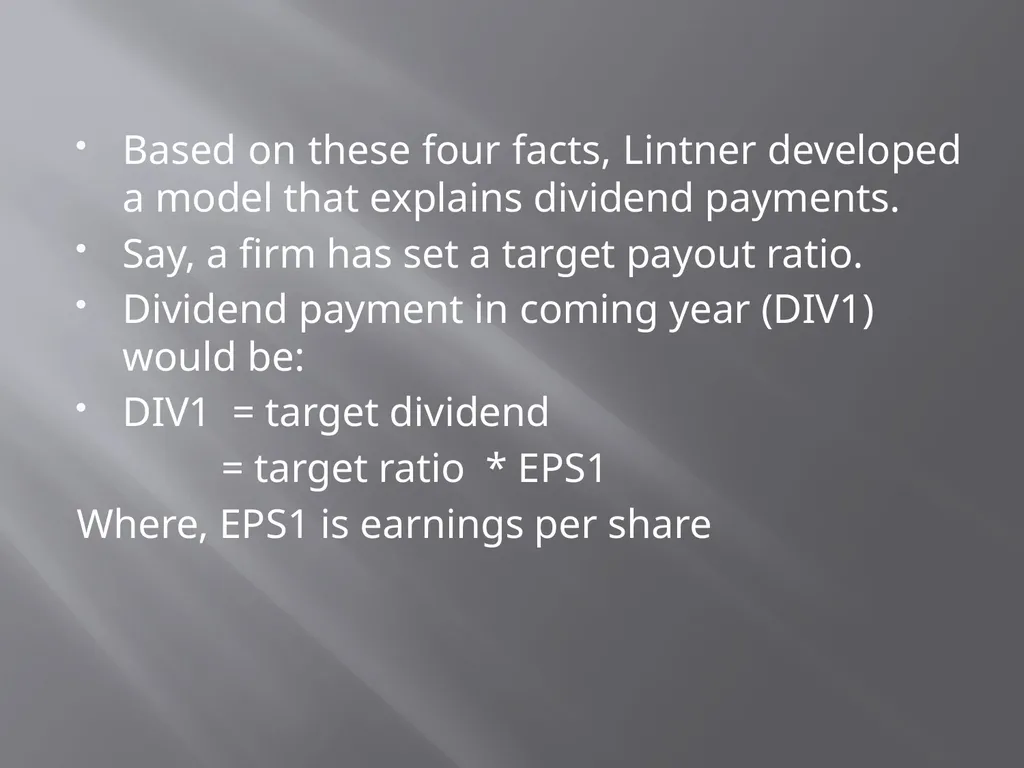 Payout Policy Corporate Finance: BA (H) Economics, - slide 10 of 29
