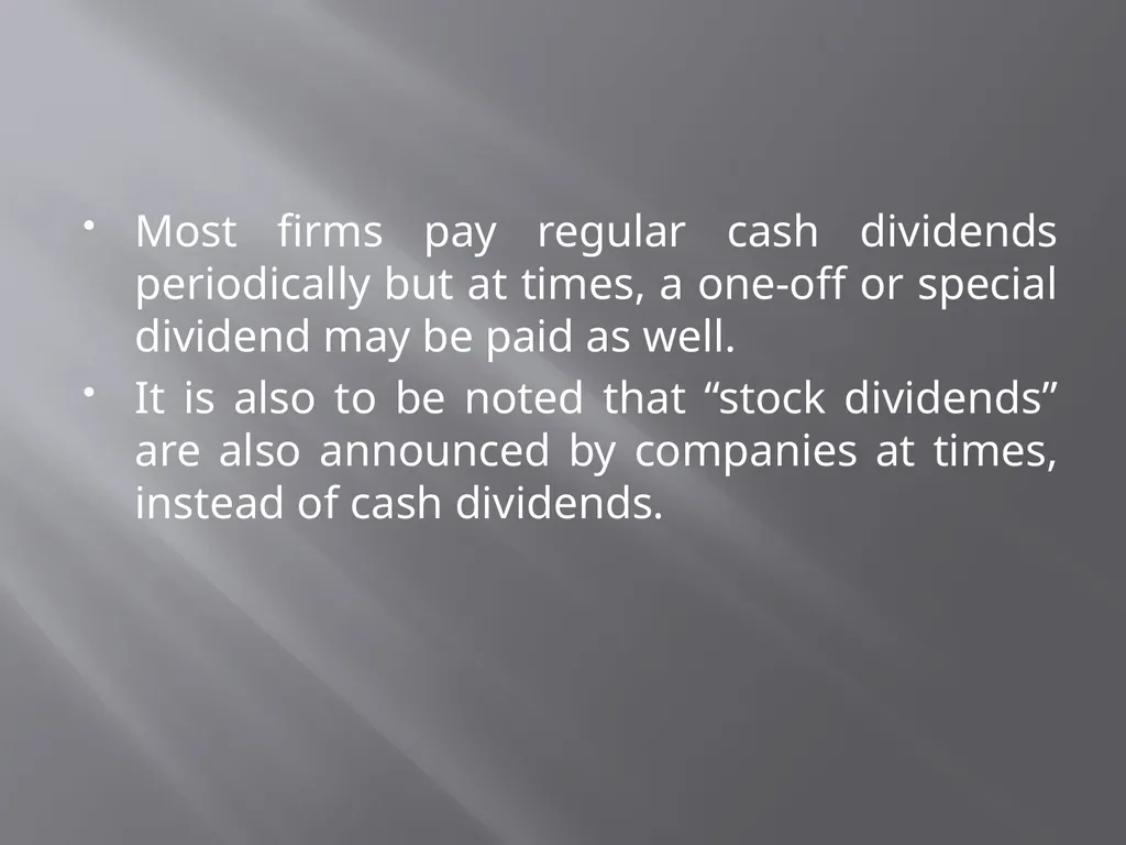 Payout Policy Corporate Finance: BA (H) Economics, - slide 5 of 29
