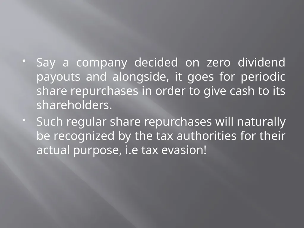 Payout Policy Corporate Finance: BA (H) Economics, - slide 22 of 29