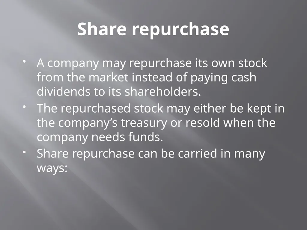 Payout Policy Corporate Finance: BA (H) Economics, - slide 6 of 29