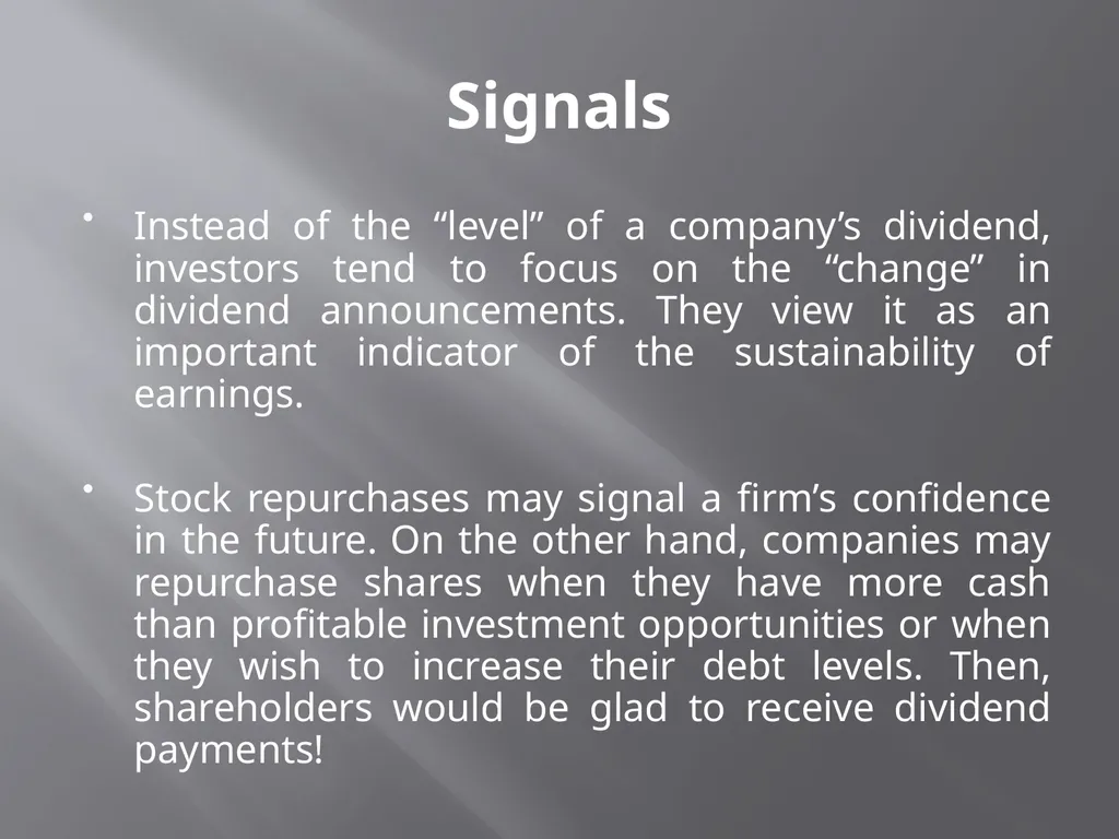 Payout Policy Corporate Finance: BA (H) Economics, - slide 15 of 29
