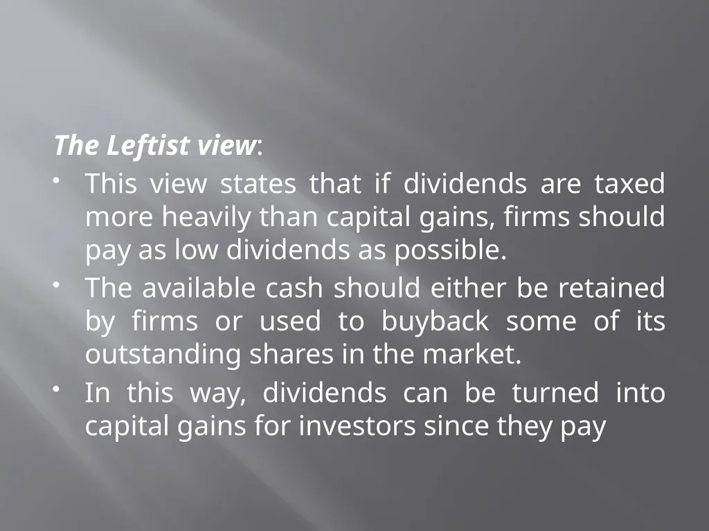 Payout Policy Corporate Finance: BA (H) Economics, - slide 20 of 29