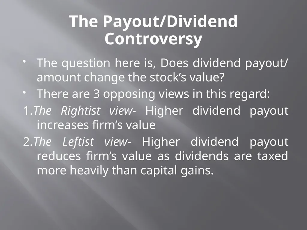 Payout Policy Corporate Finance: BA (H) Economics, - slide 16 of 29