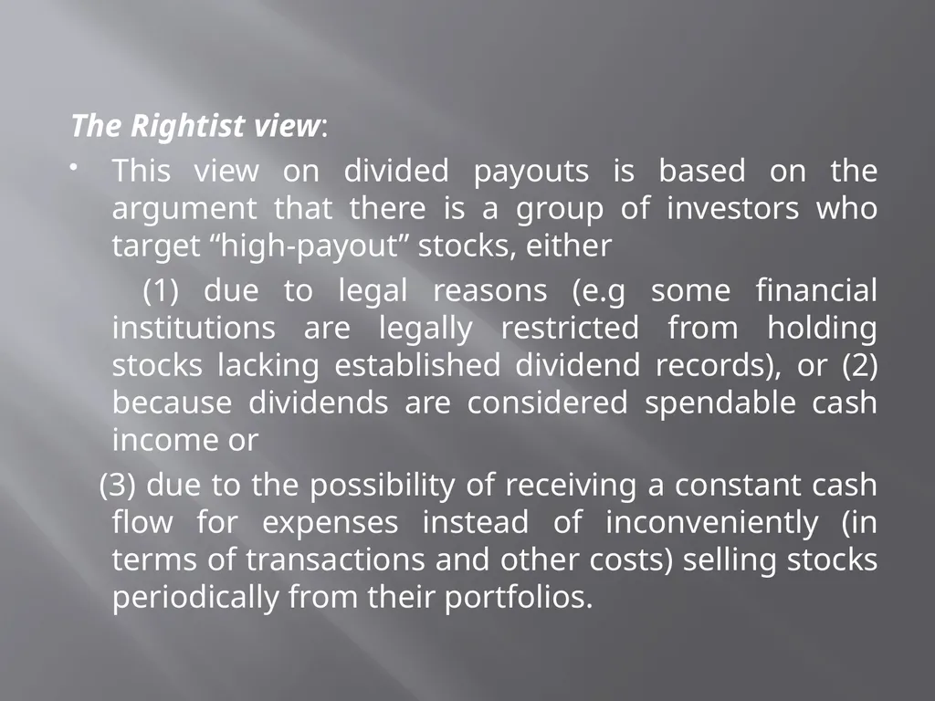 Payout Policy Corporate Finance: BA (H) Economics, - slide 18 of 29