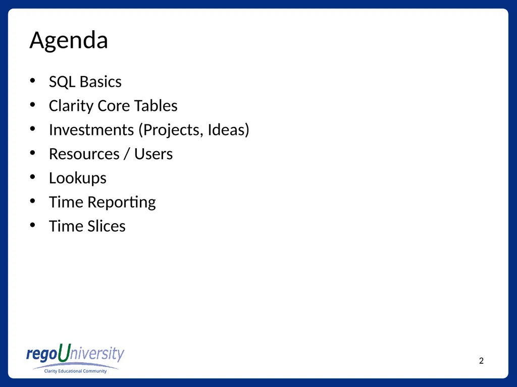 Reporting Tables, Writing Queries, and More - slide 2 of 27
