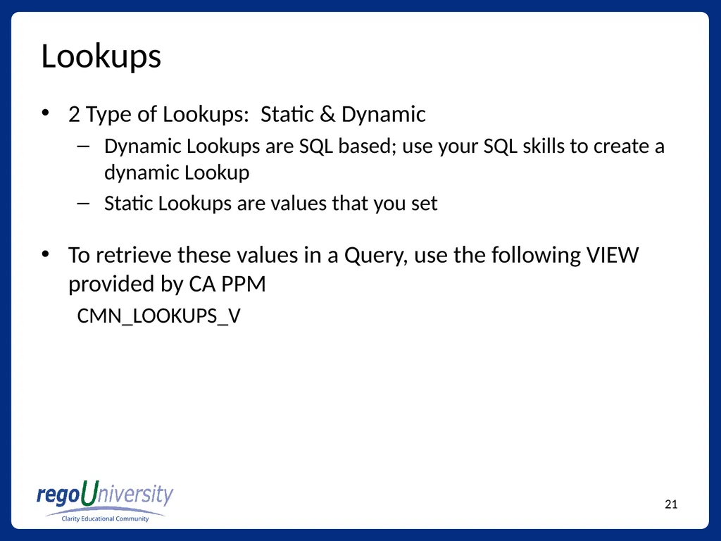 Reporting Tables, Writing Queries, and More - slide 21 of 27