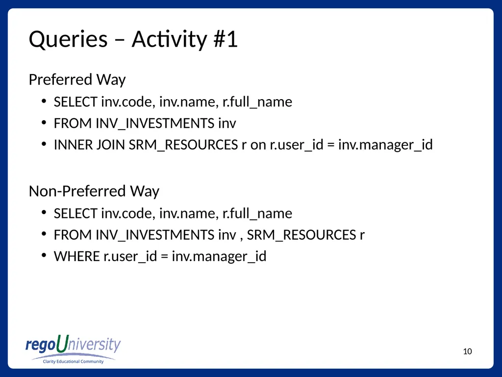 Reporting Tables, Writing Queries, and More - slide 10 of 27