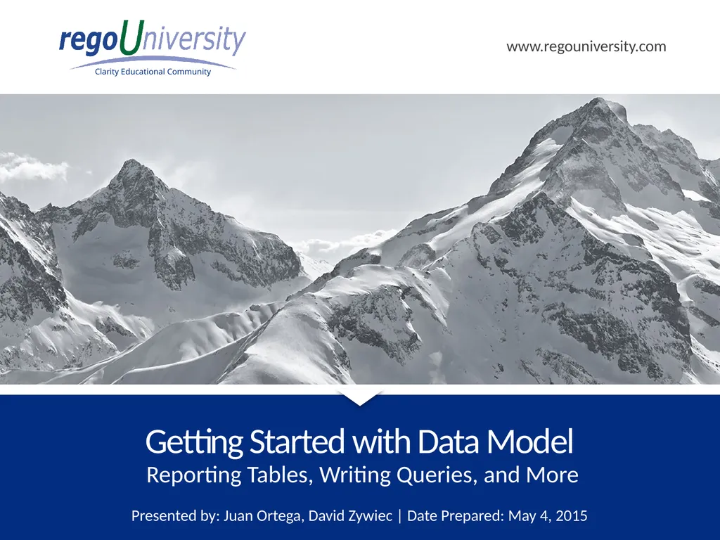 Reporting Tables, Writing Queries, and More - slide 1 of 27