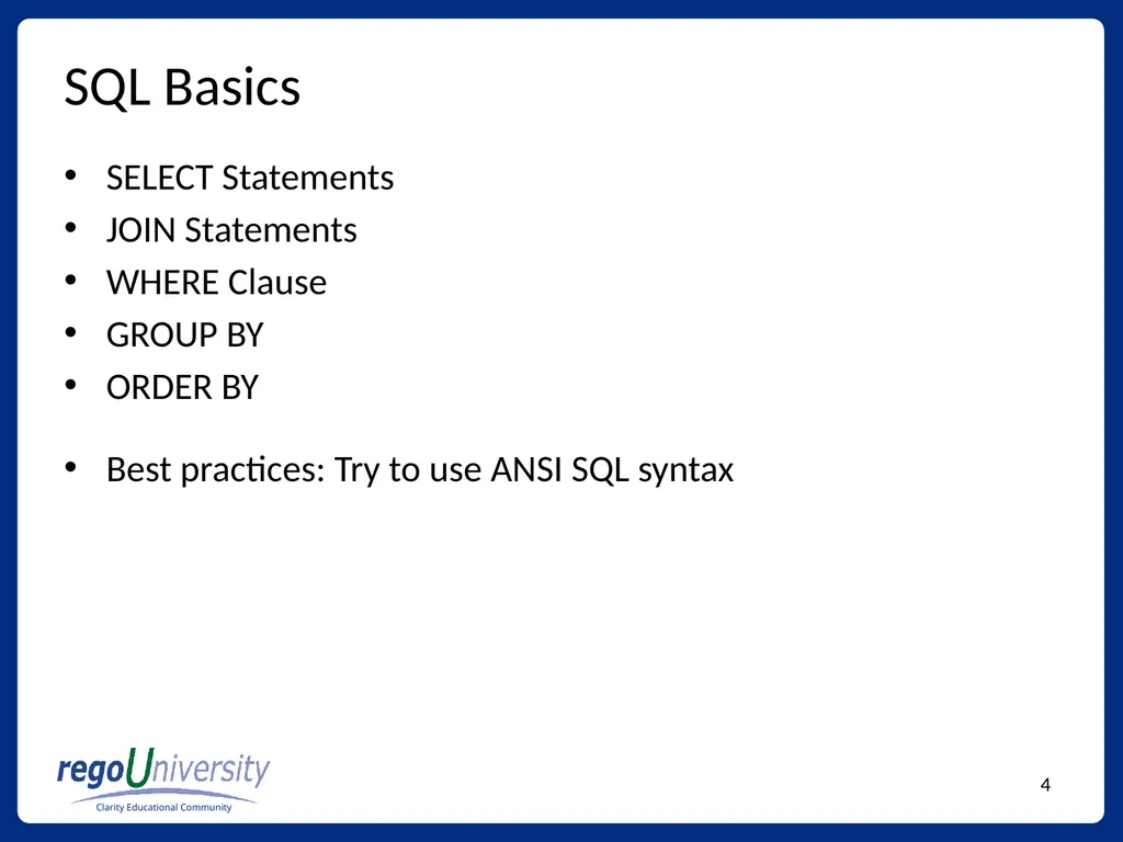 Reporting Tables, Writing Queries, and More - slide 4 of 27