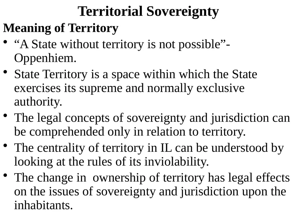 Public International Law Territorial Sovereignty - slide 2 of 12