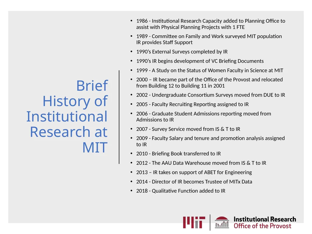MIT Institutional Research AKA the Office of - slide 3 of 27