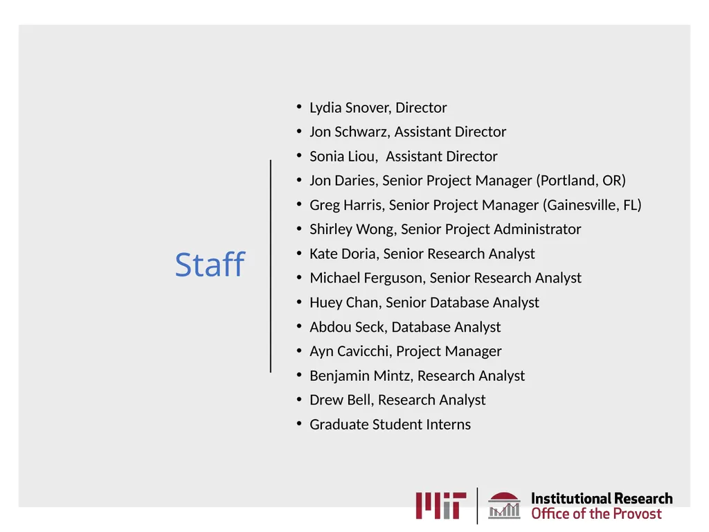 MIT Institutional Research AKA the Office of - slide 2 of 27